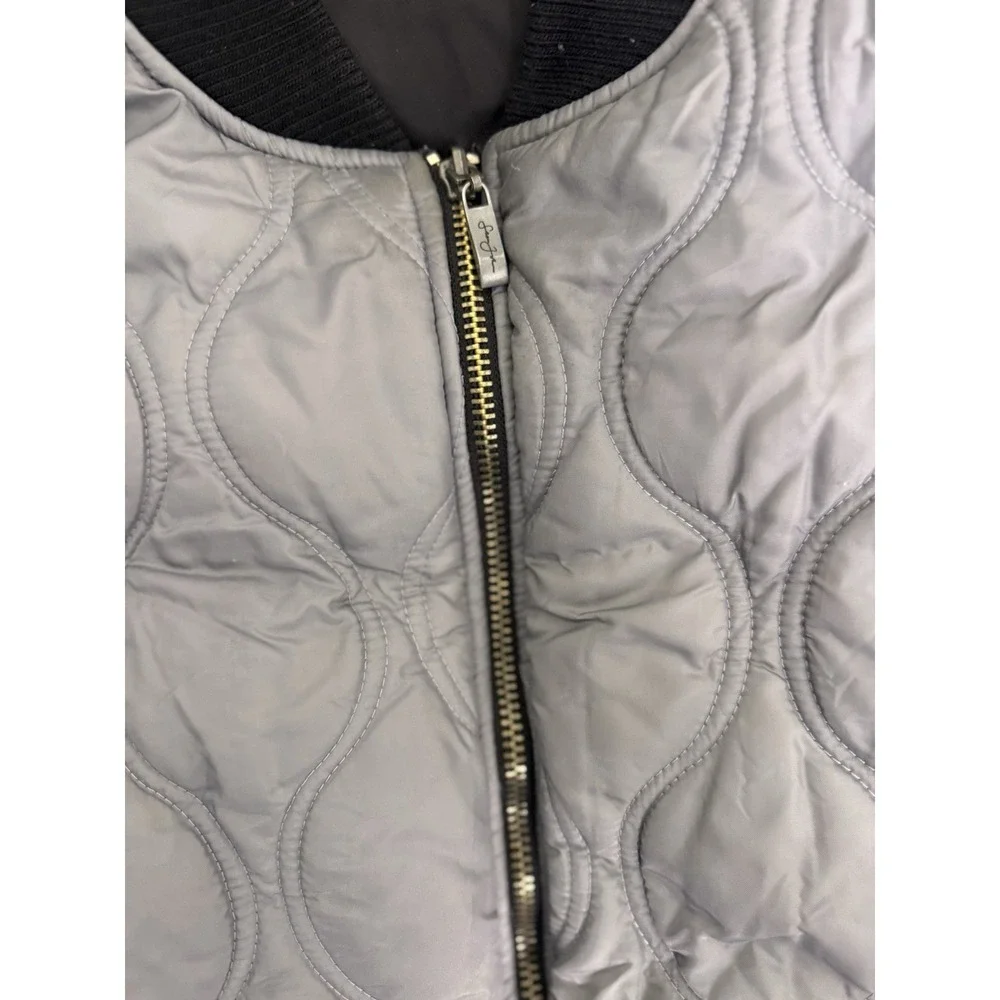 VTG Sean‎ John Reversible Quilted Bomber Jacket Mens XL Grey Black Streetwear